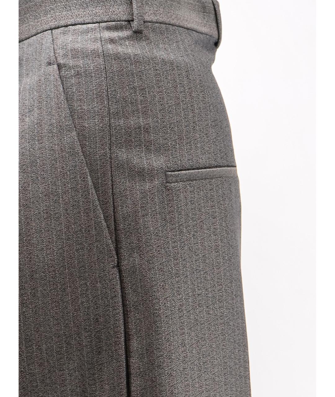 BOTTEGA VENETA Серые шерстяные прямые брюки, фото 3