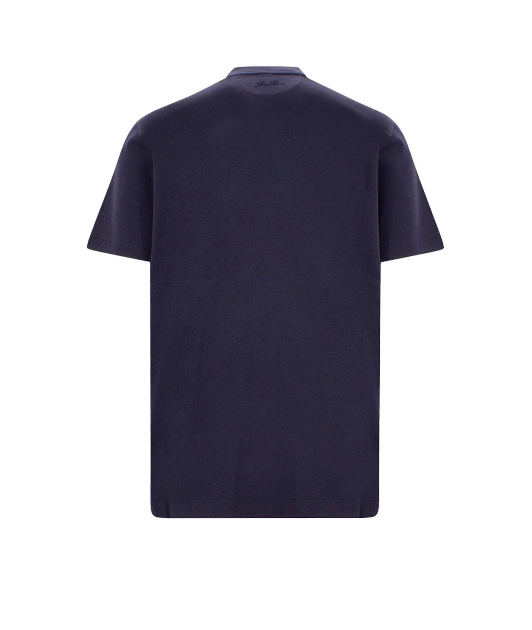 LORO PIANA Синяя хлопковая футболка, фото 2