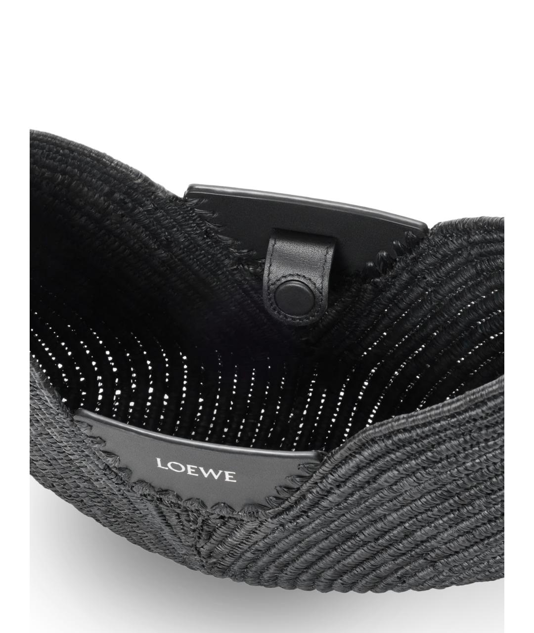 LOEWE Черная рафиевая сумка с короткими ручками, фото 4