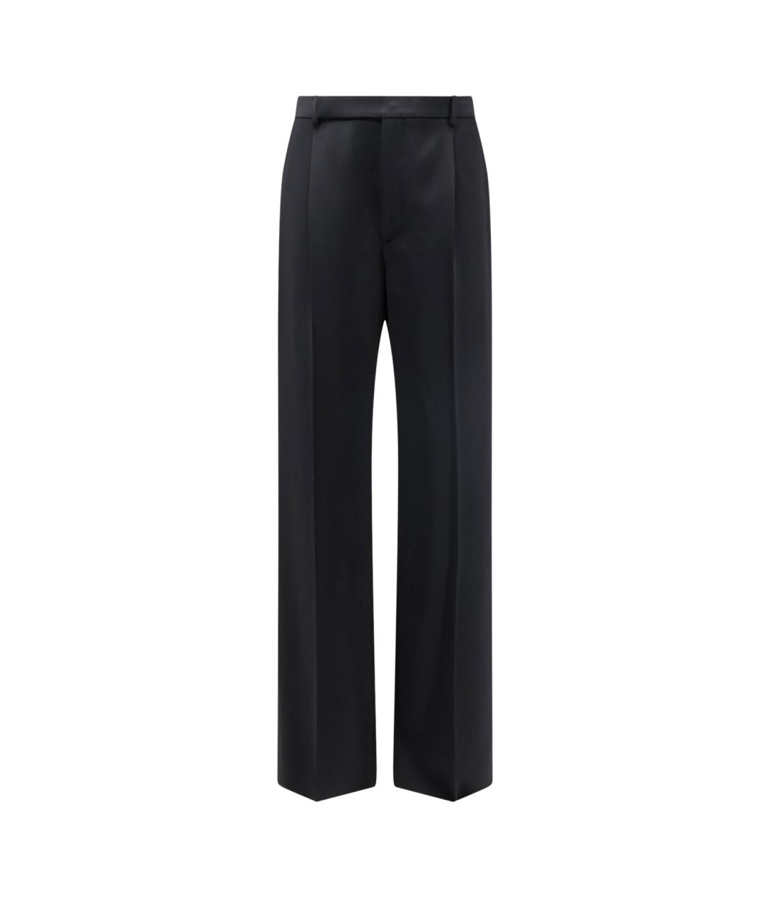 SAINT LAURENT Черные шерстяные прямые брюки, фото 1
