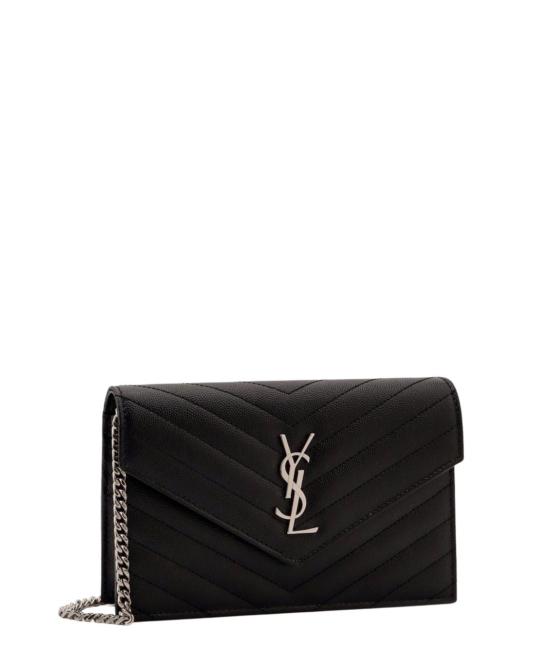 SAINT LAURENT Черная кожаная сумка через плечо, фото 3