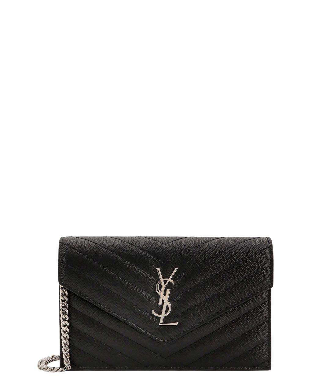 SAINT LAURENT Черная кожаная сумка через плечо, фото 1