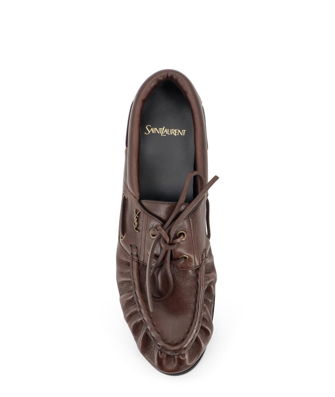 SAINT LAURENT Коричневые кожаные лоферы, фото 5