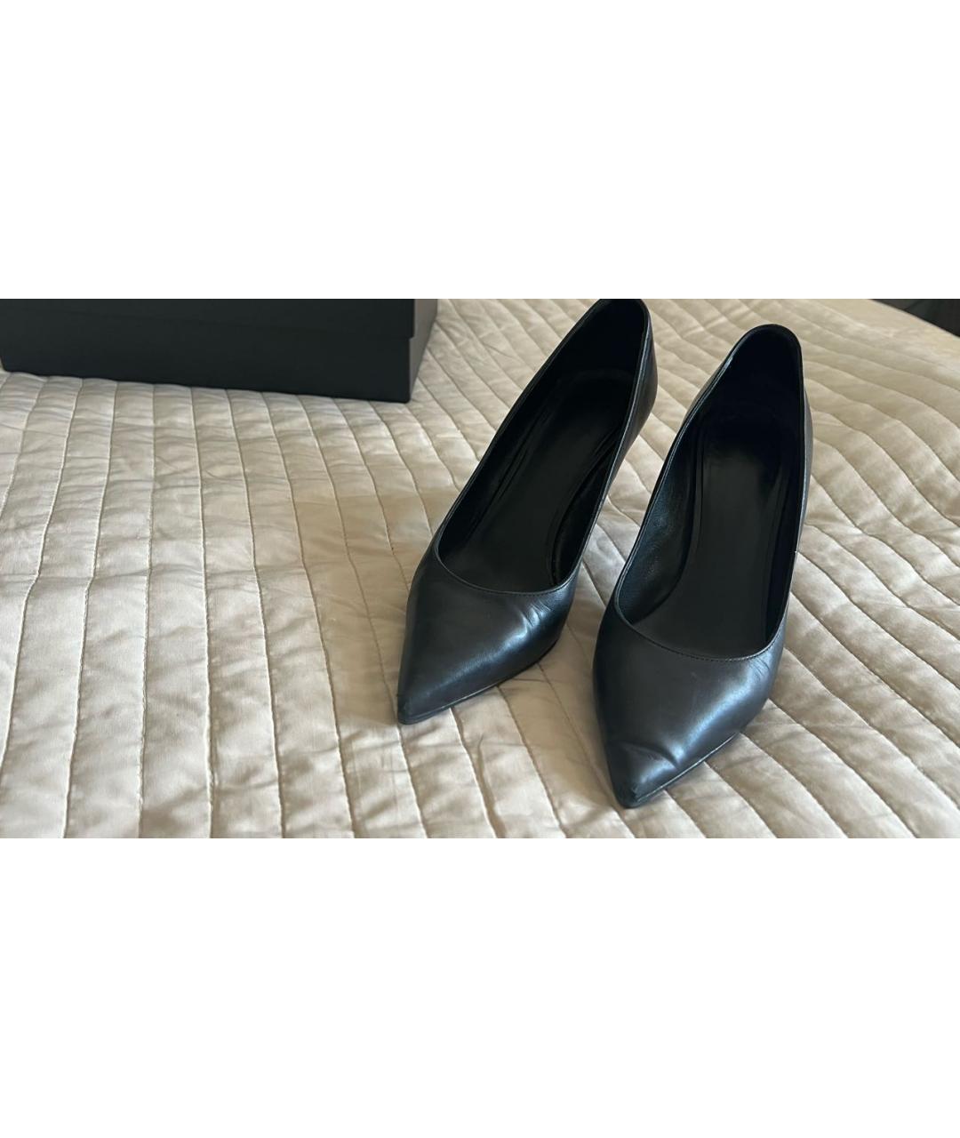 SAINT LAURENT Черные кожаные туфли, фото 2