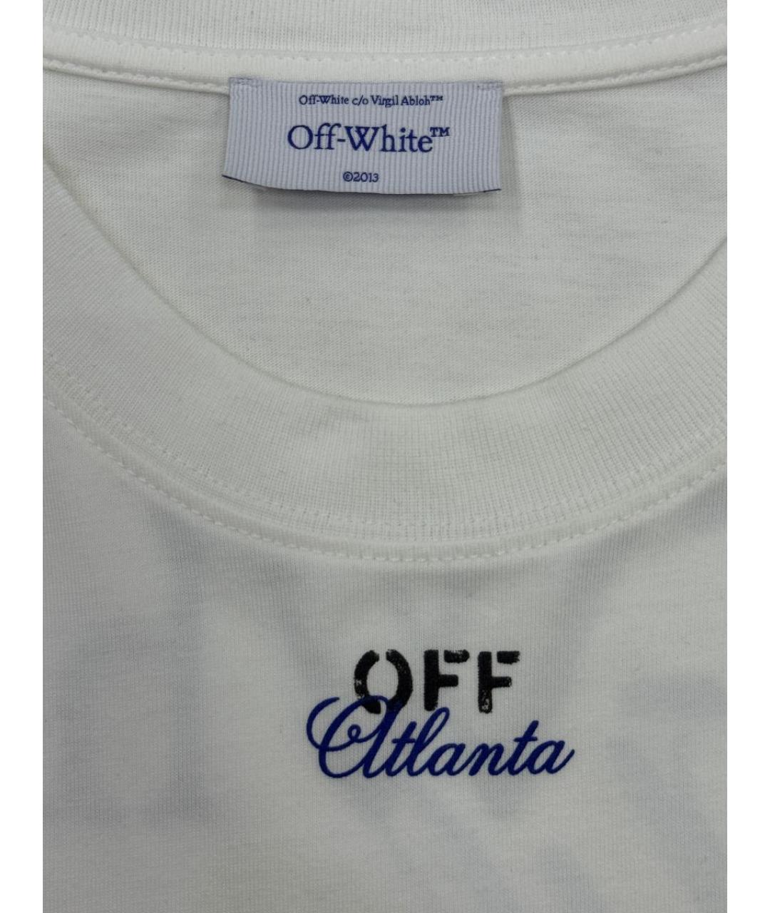 OFF-WHITE Белая хлопковая футболка, фото 4