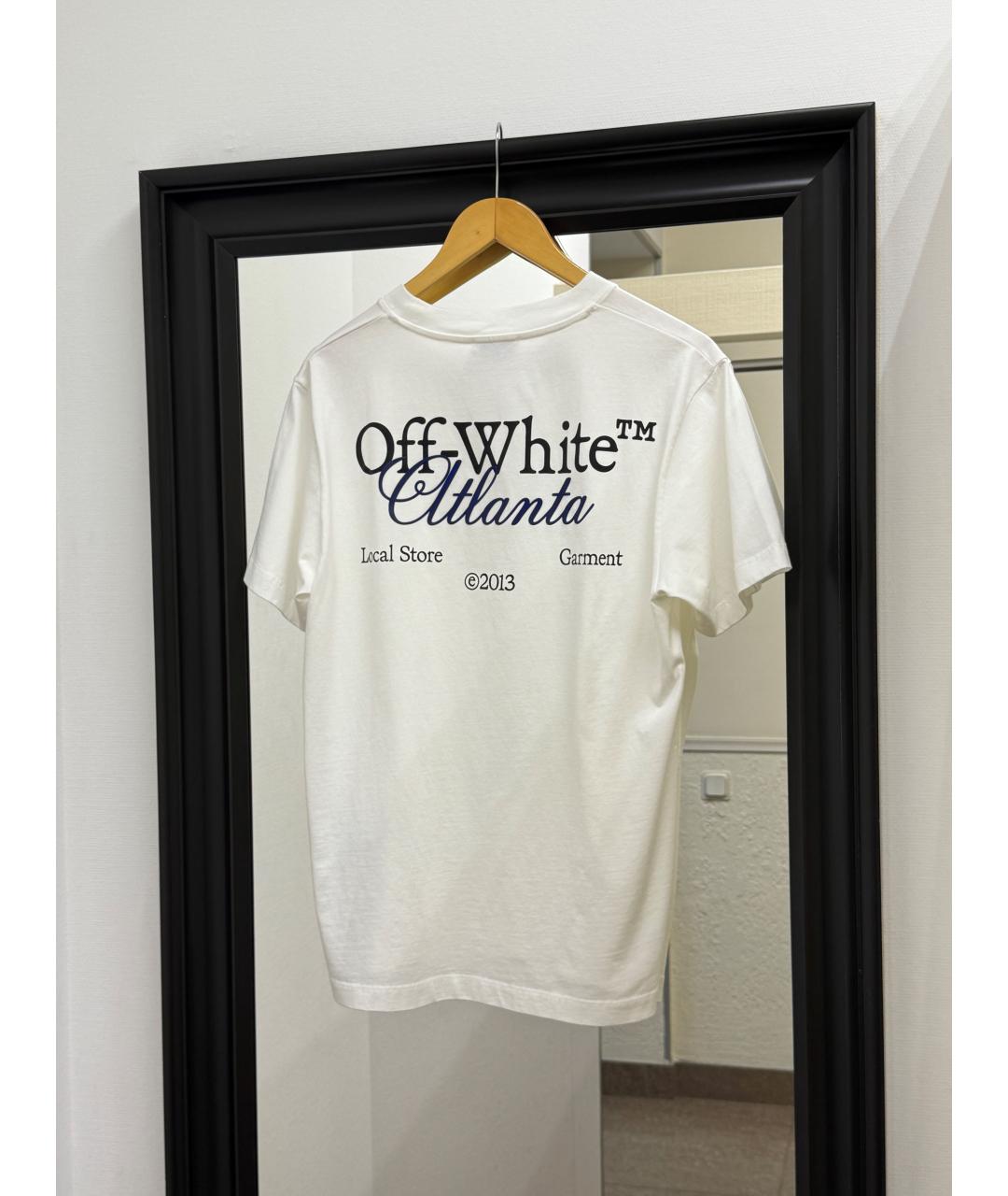 OFF-WHITE Белая хлопковая футболка, фото 3