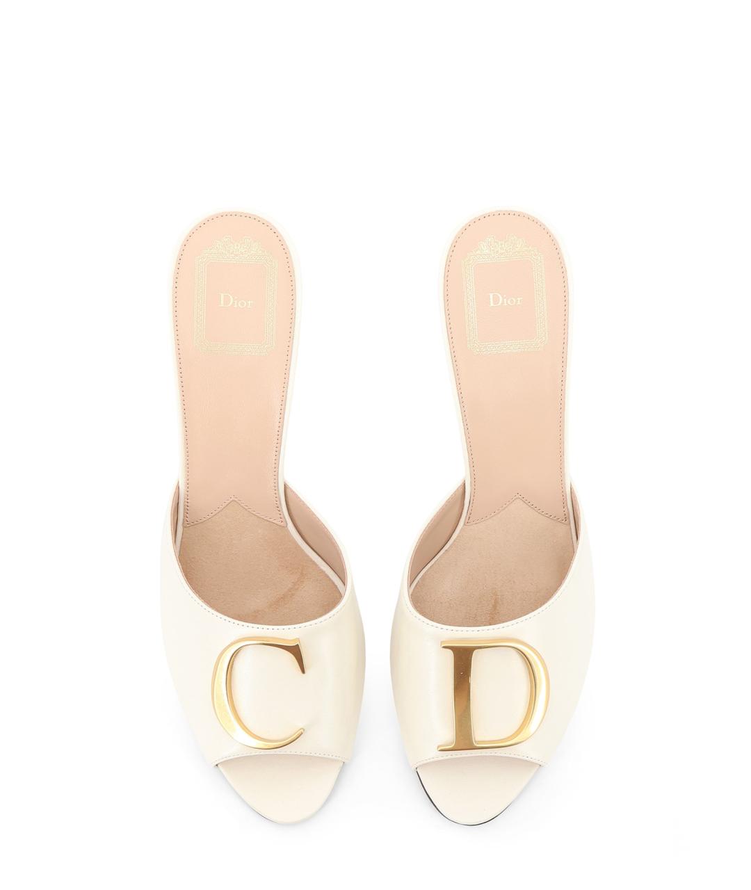 CHRISTIAN DIOR Белые кожаные мюли, фото 4