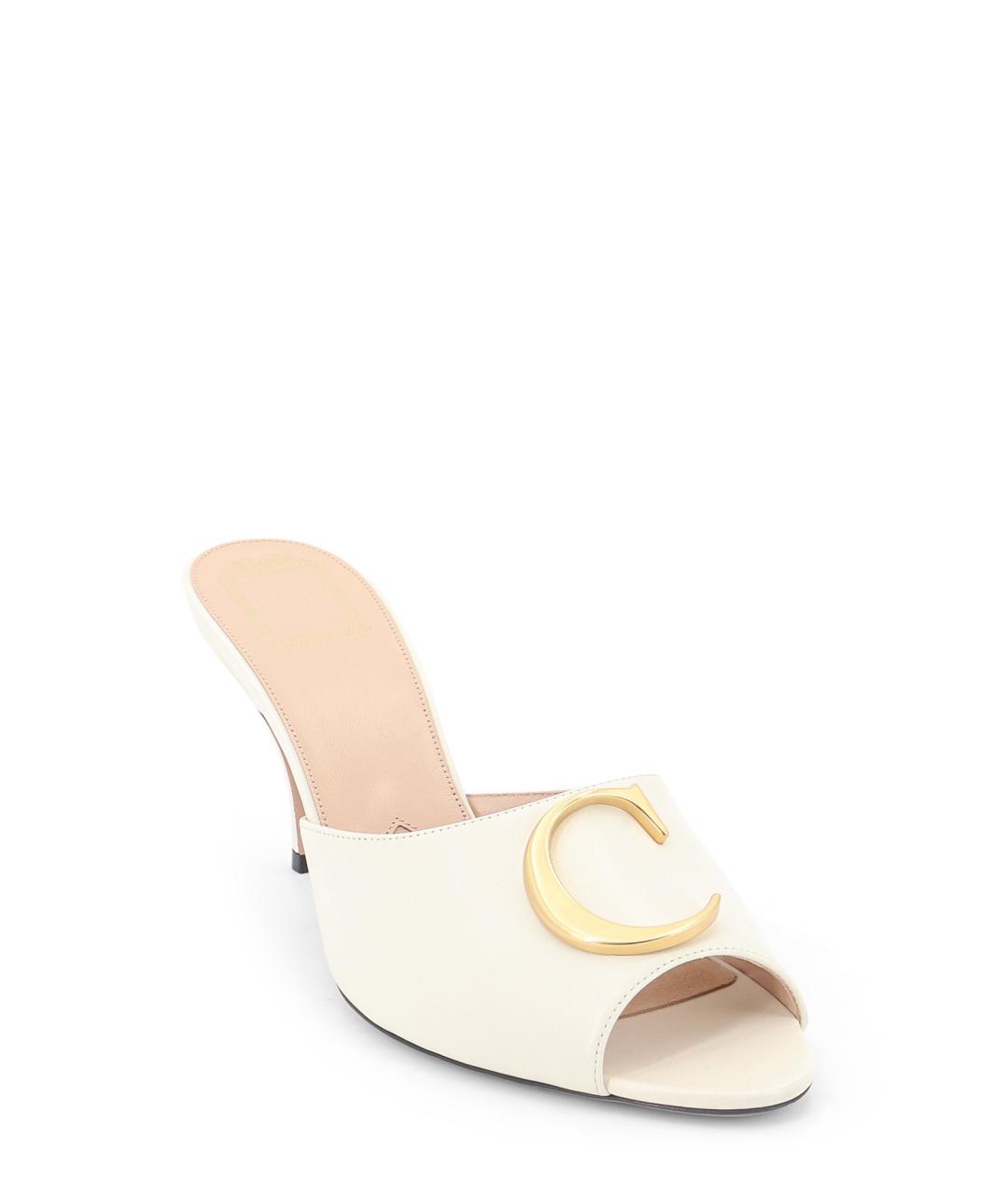 CHRISTIAN DIOR Белые кожаные мюли, фото 2