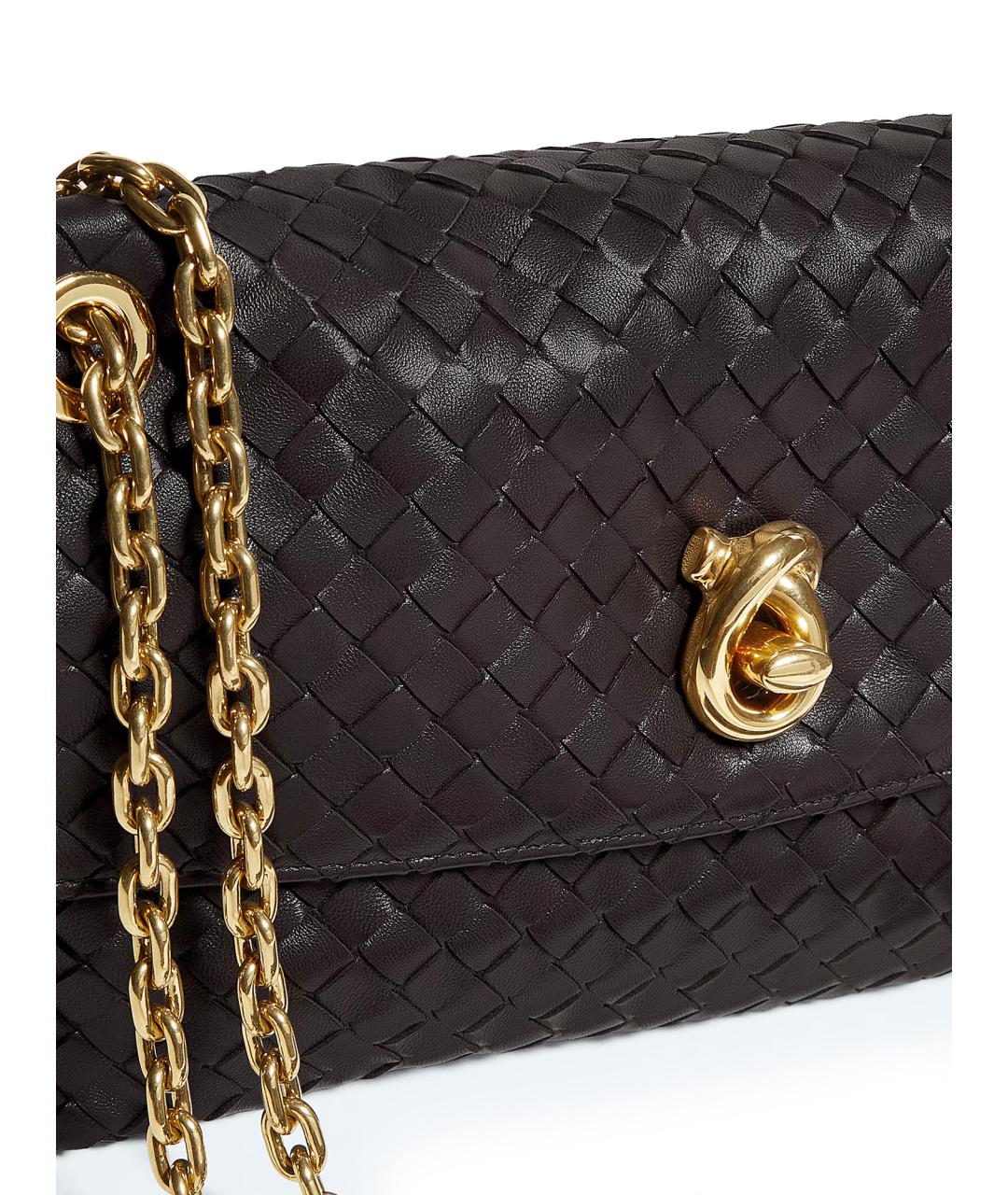 BOTTEGA VENETA Коричневая кожаная сумка через плечо, фото 4