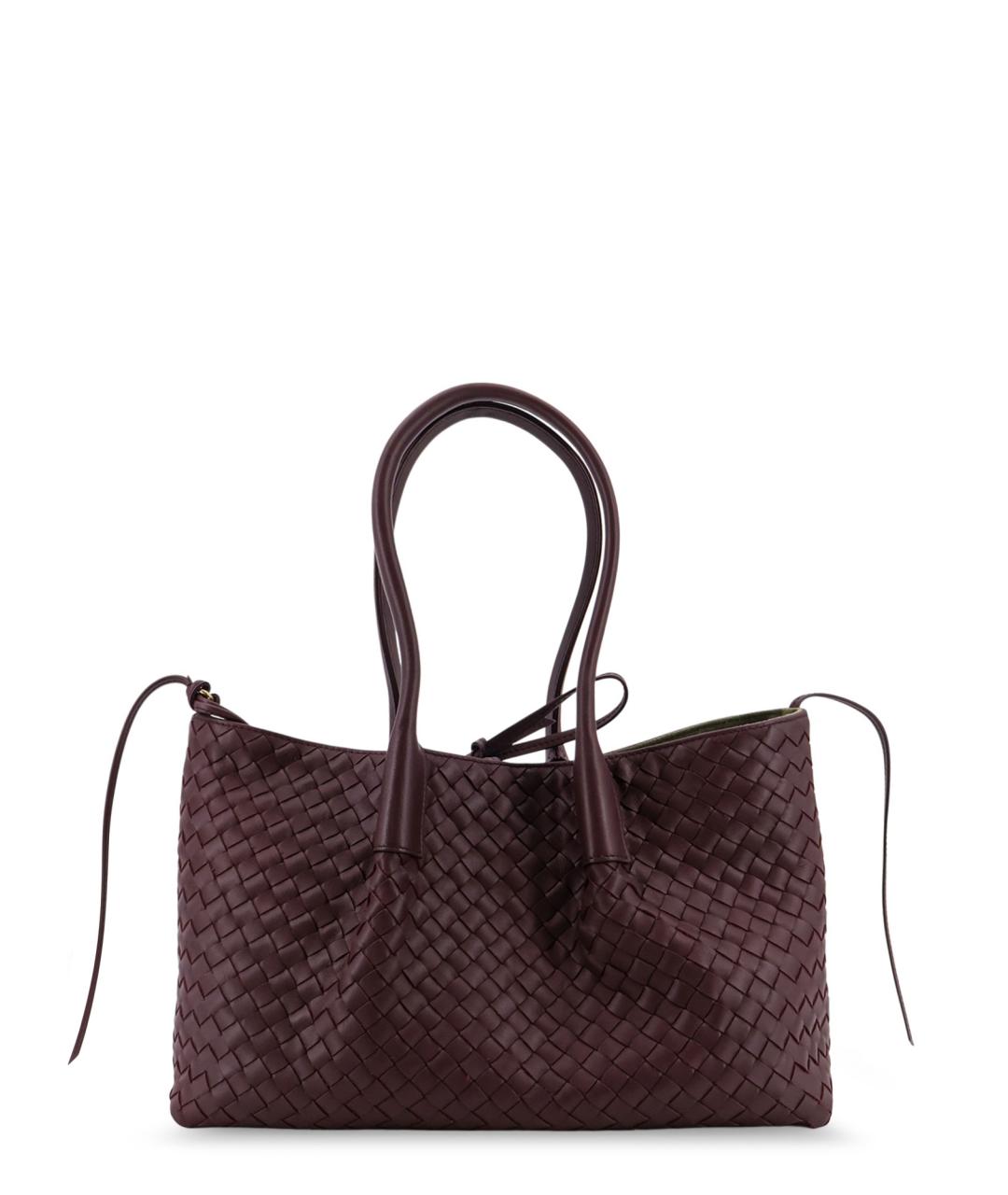 BOTTEGA VENETA Бордовая кожаная сумка тоут, фото 1