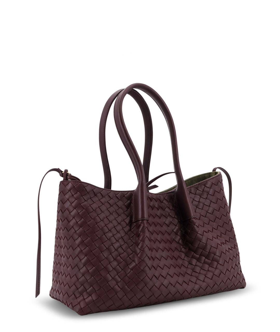 BOTTEGA VENETA Бордовая кожаная сумка тоут, фото 3