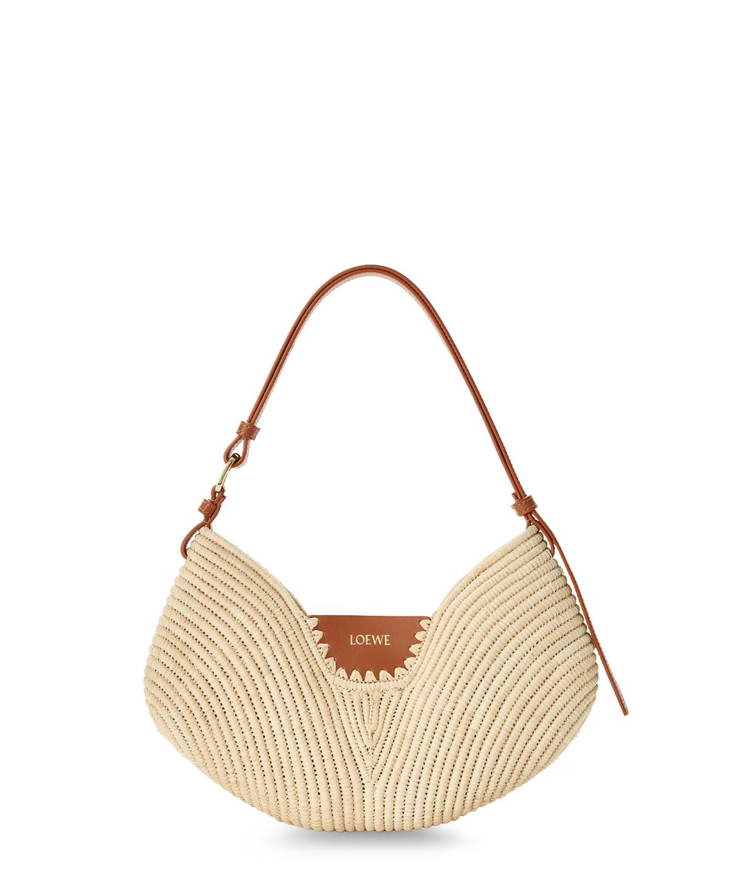 LOEWE Бежевая рафиевая сумка через плечо, фото 1