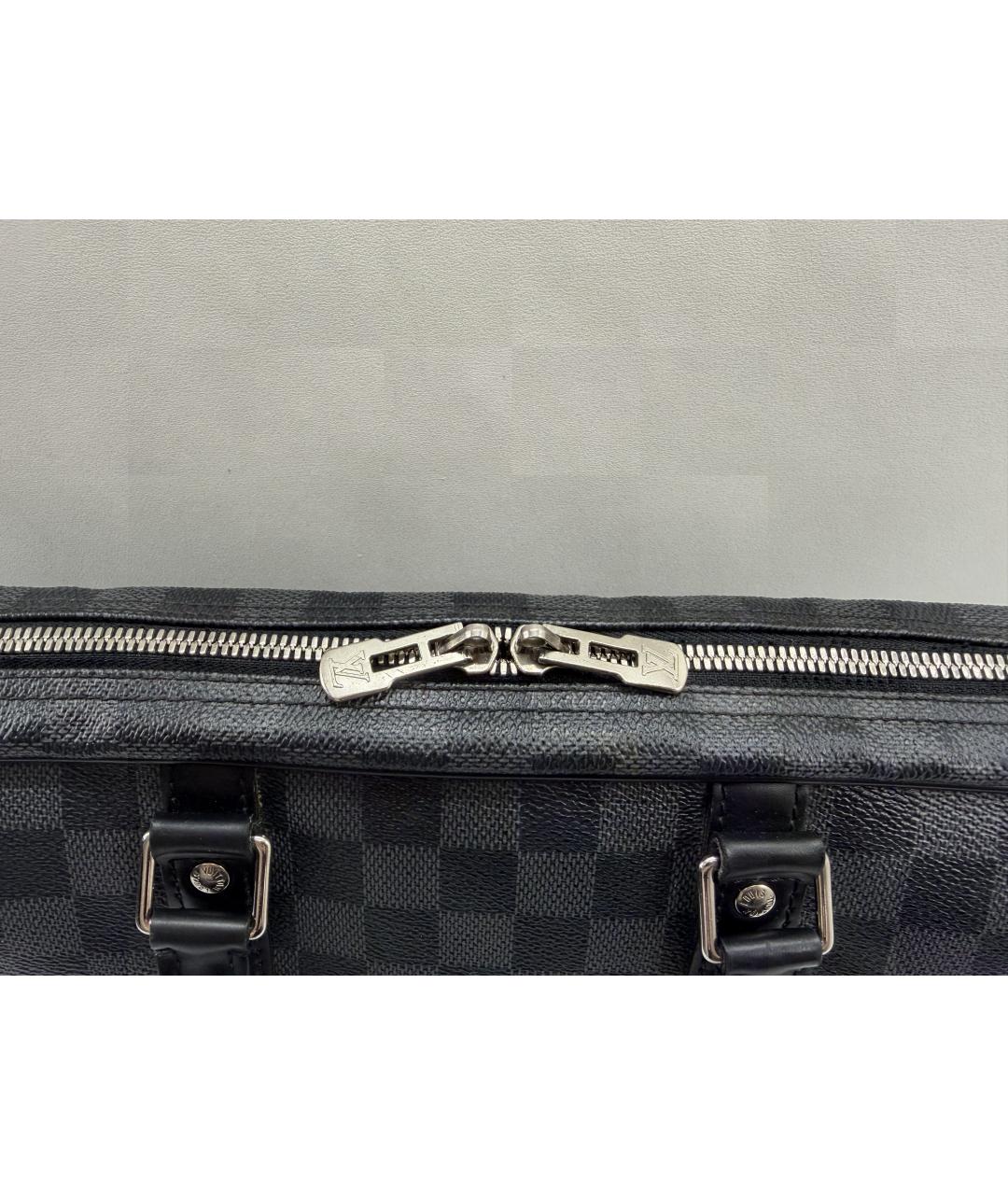 LOUIS VUITTON Черный кожаный портфель, фото 5