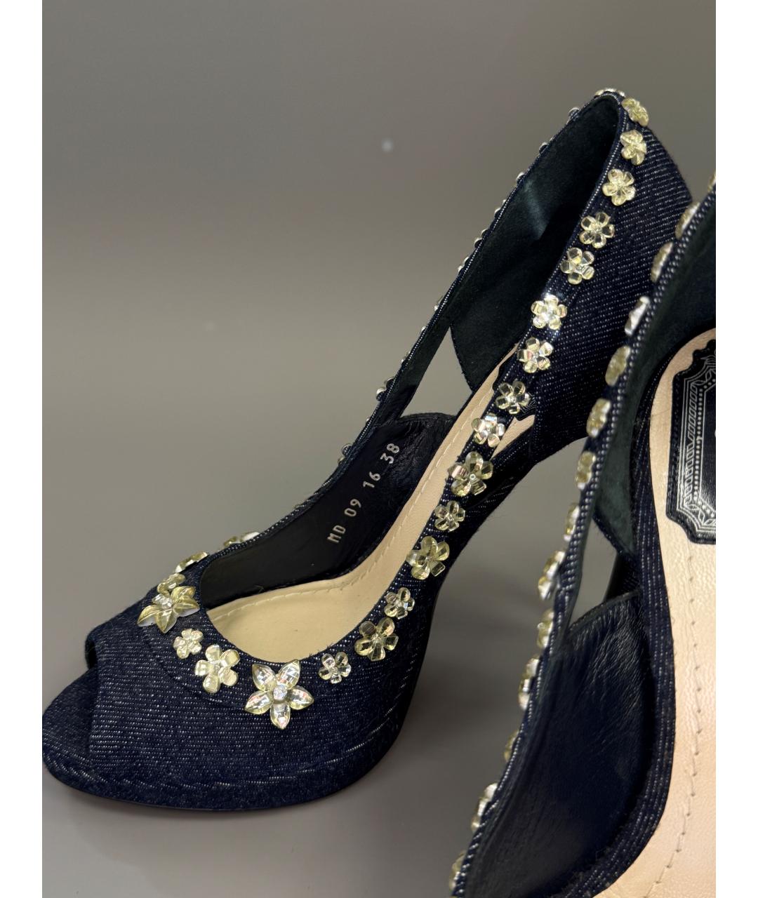 CHRISTIAN DIOR Темно-синие текстильные туфли, фото 6