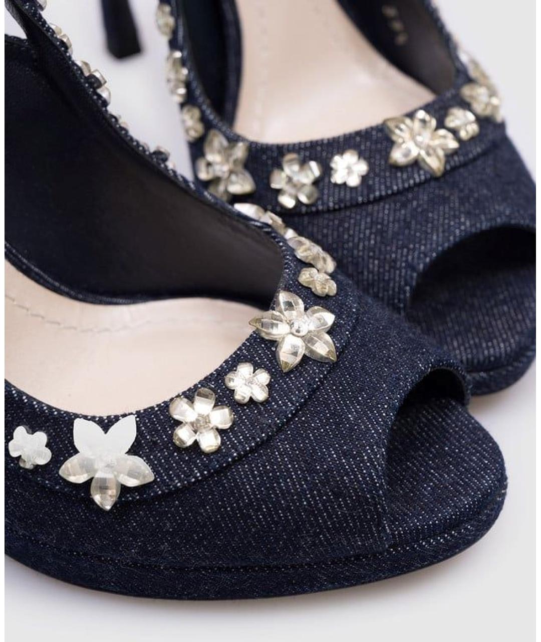 CHRISTIAN DIOR Темно-синие текстильные туфли, фото 9