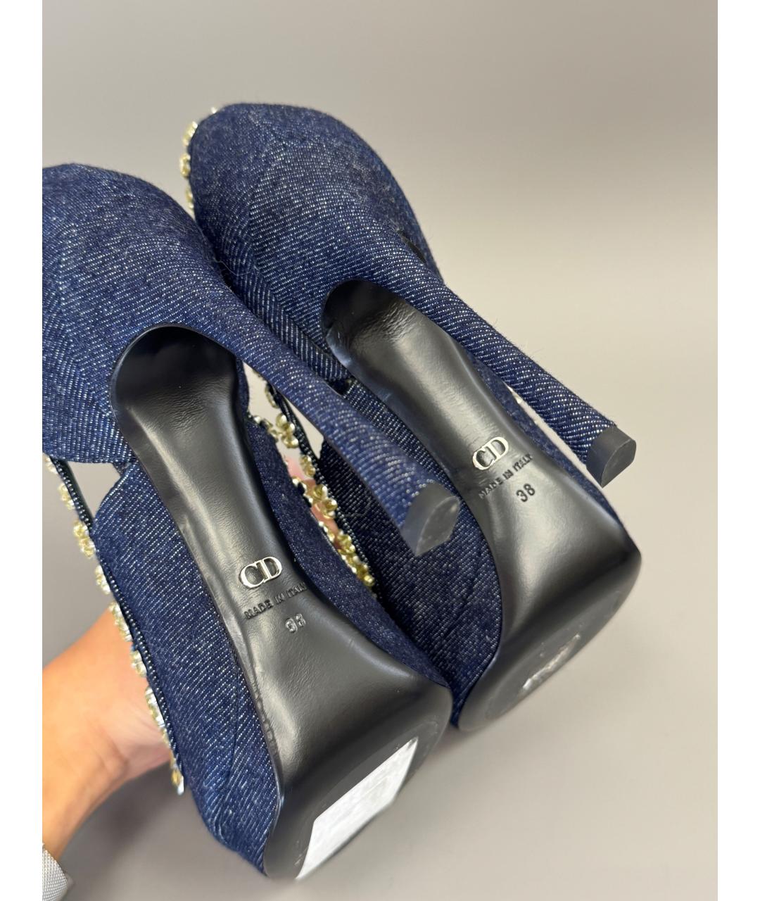 CHRISTIAN DIOR Темно-синие текстильные туфли, фото 5