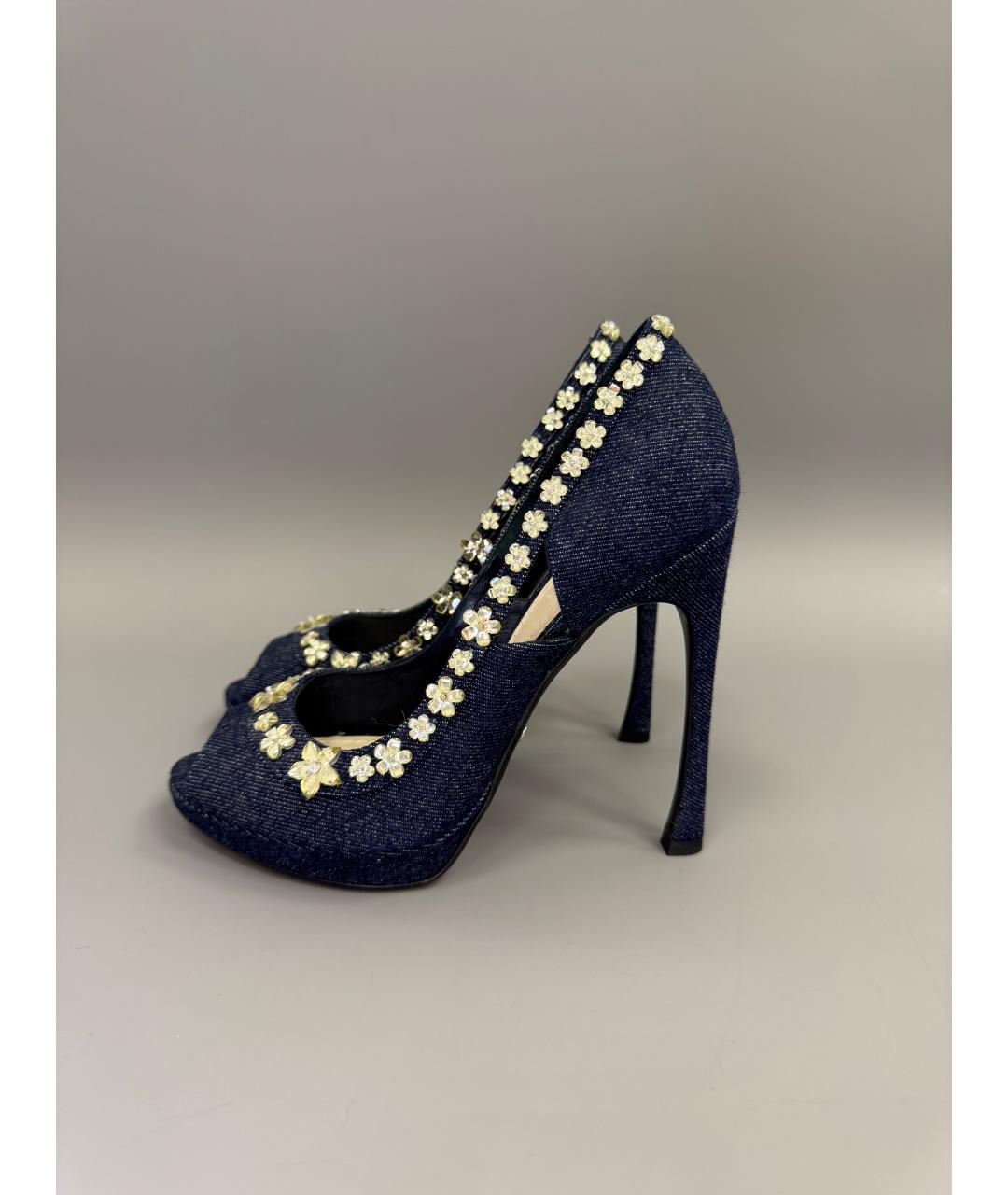 CHRISTIAN DIOR Темно-синие текстильные туфли, фото 10