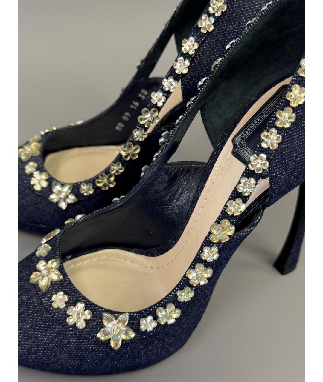 CHRISTIAN DIOR Темно-синие текстильные туфли, фото 7
