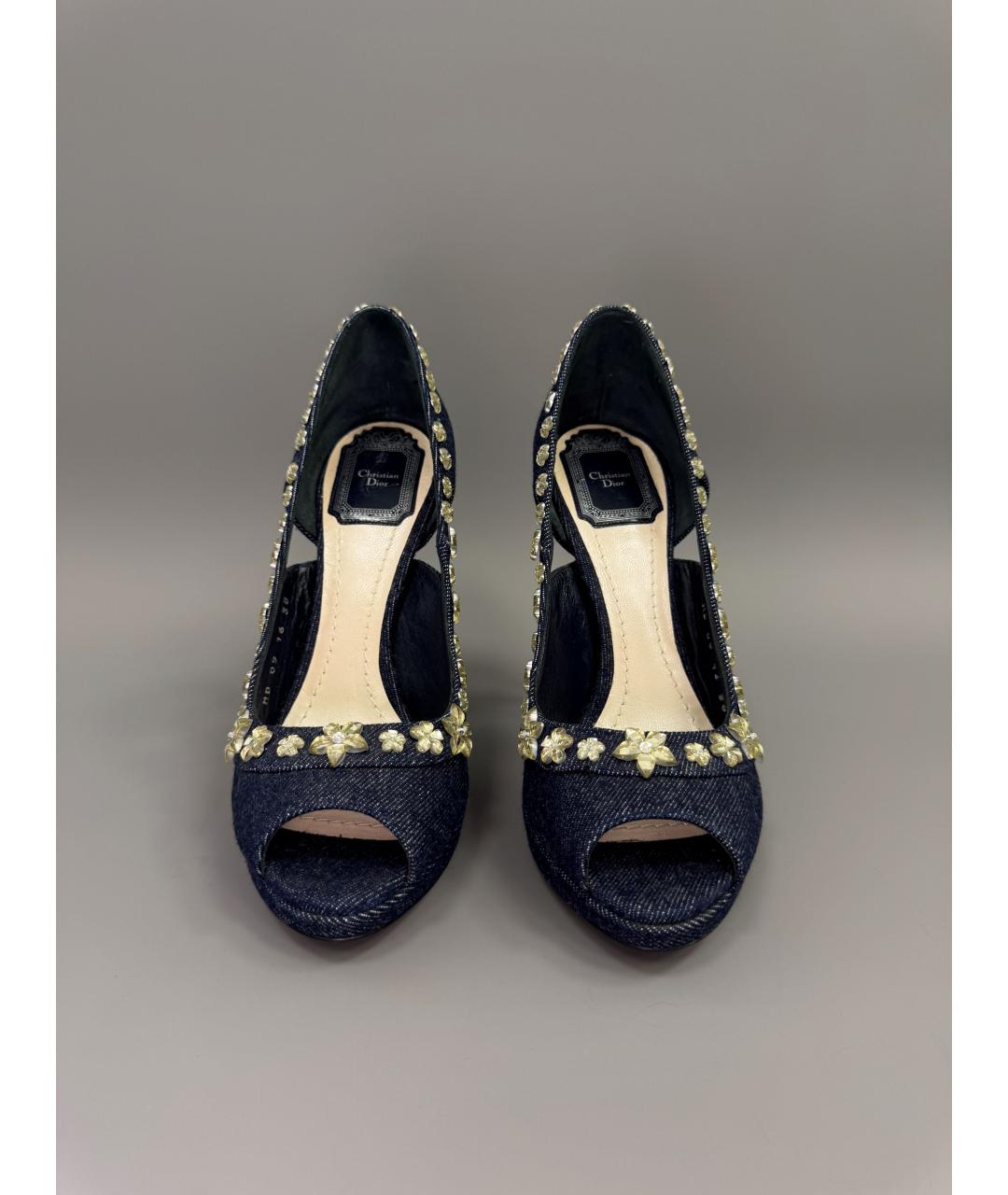 CHRISTIAN DIOR Темно-синие текстильные туфли, фото 4