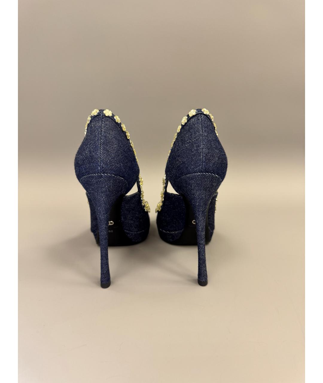 CHRISTIAN DIOR Темно-синие текстильные туфли, фото 3