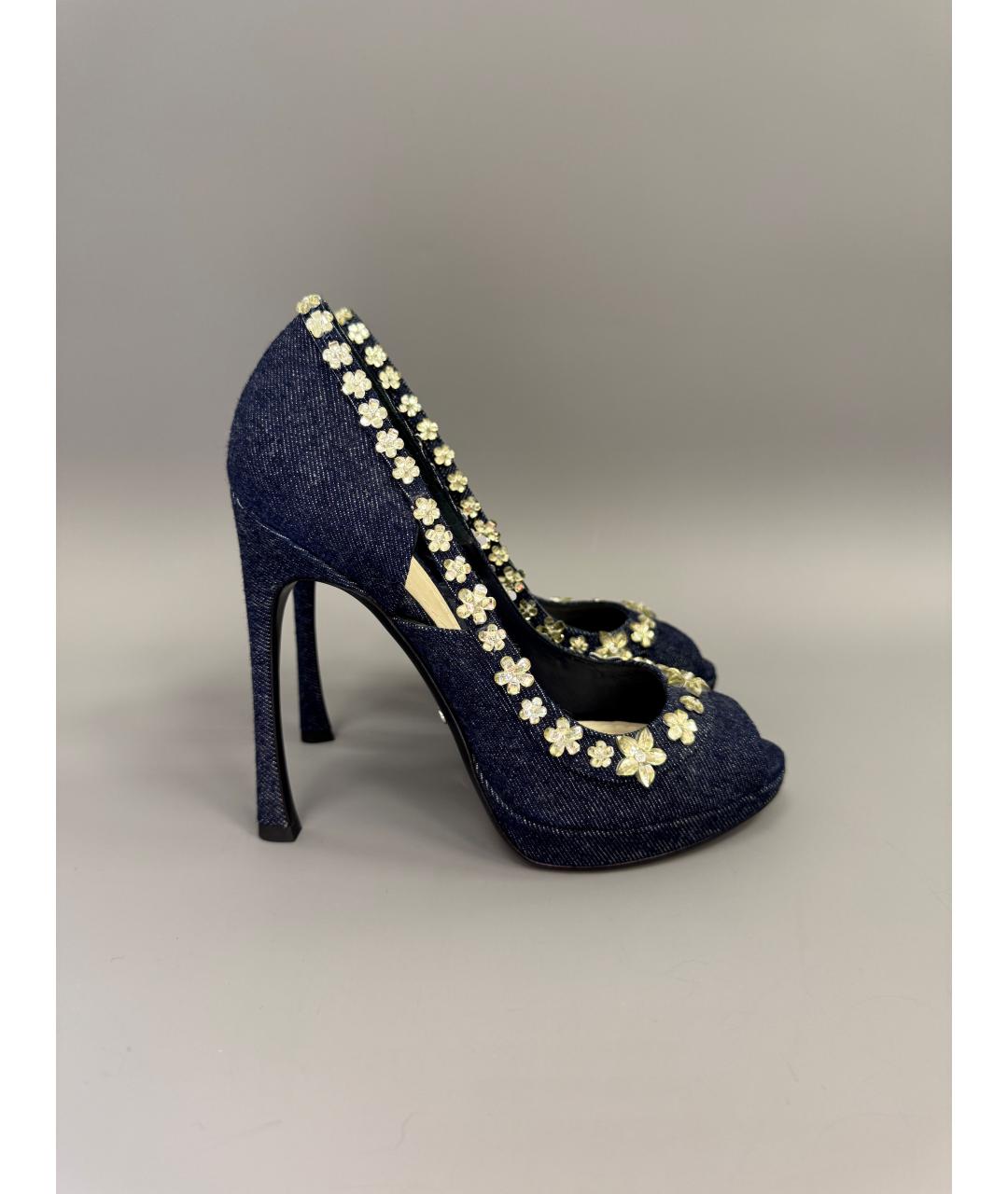 CHRISTIAN DIOR Темно-синие текстильные туфли, фото 2