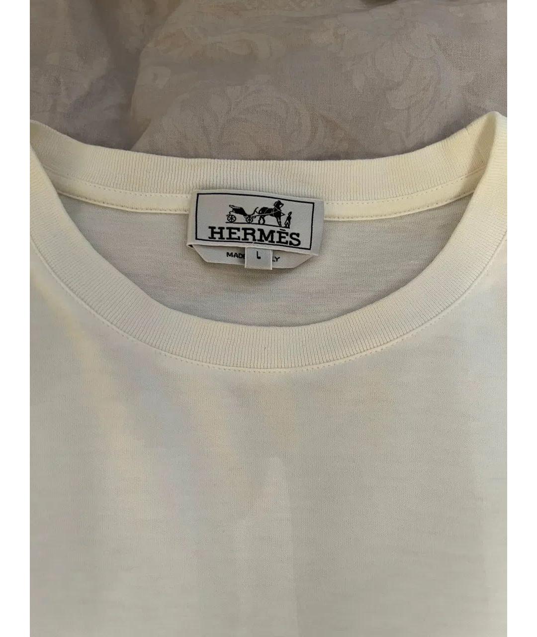 HERMES Белая хлопковая футболка, фото 5