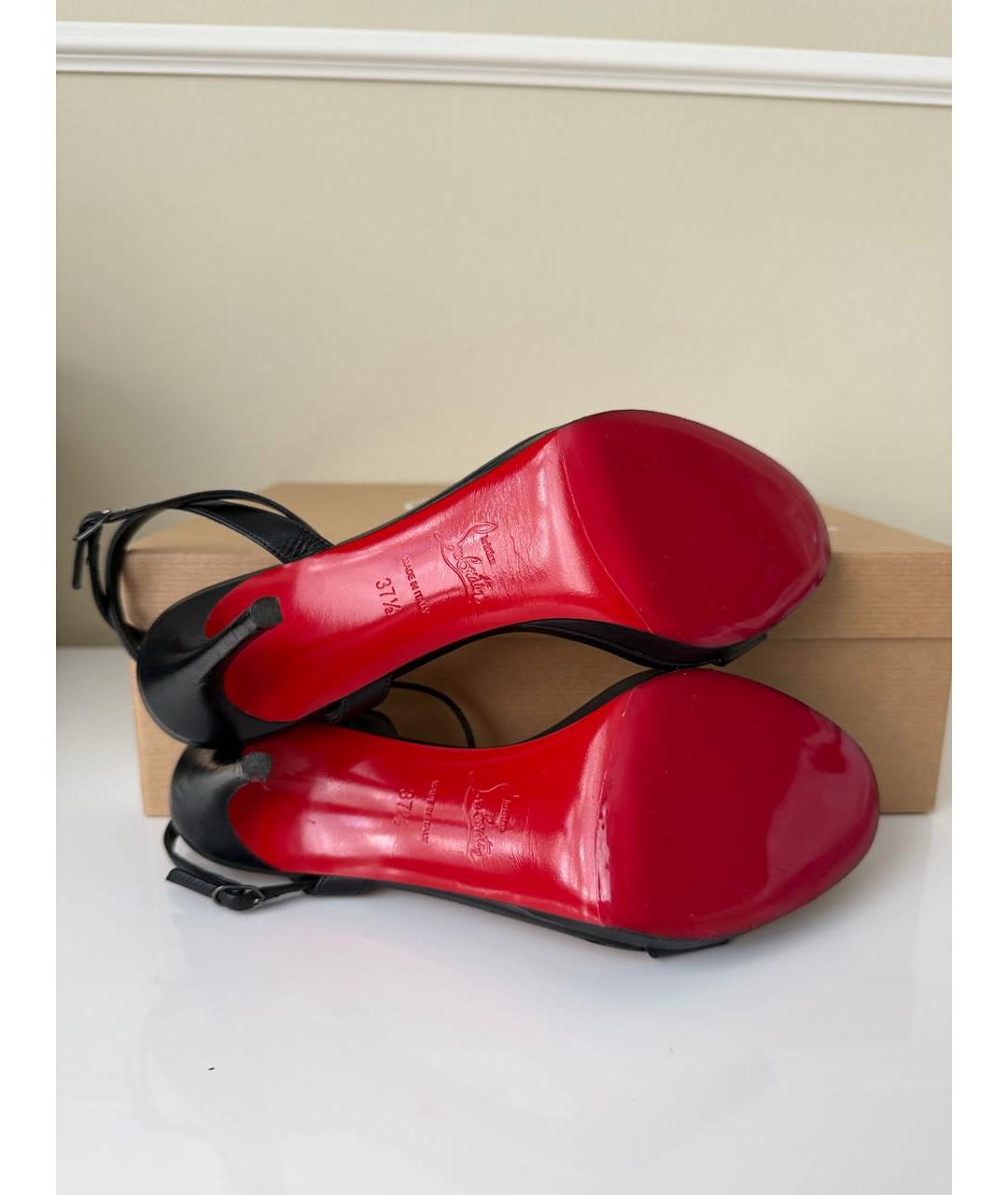 CHRISTIAN LOUBOUTIN Черные кожаные босоножки, фото 5