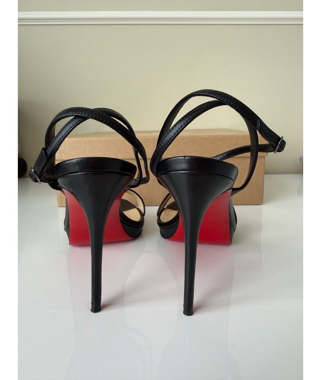 CHRISTIAN LOUBOUTIN Черные кожаные босоножки, фото 4