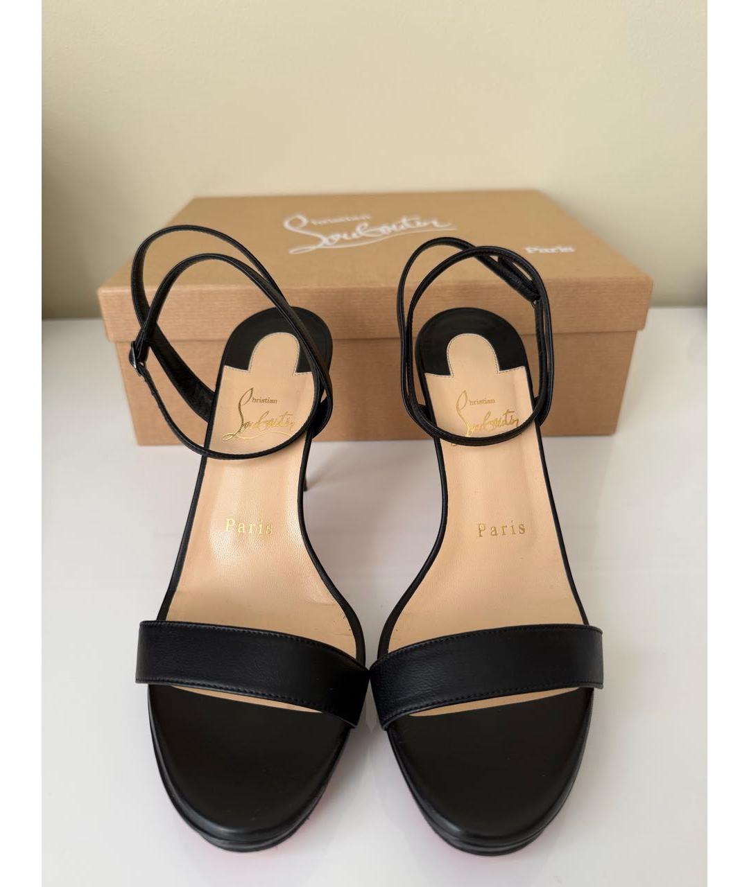 CHRISTIAN LOUBOUTIN Черные кожаные босоножки, фото 2