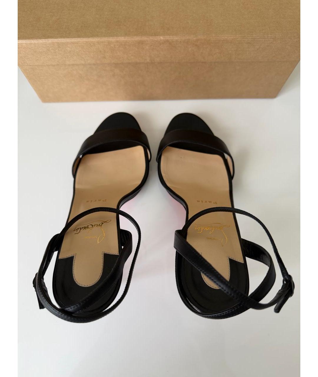 CHRISTIAN LOUBOUTIN Черные кожаные босоножки, фото 3