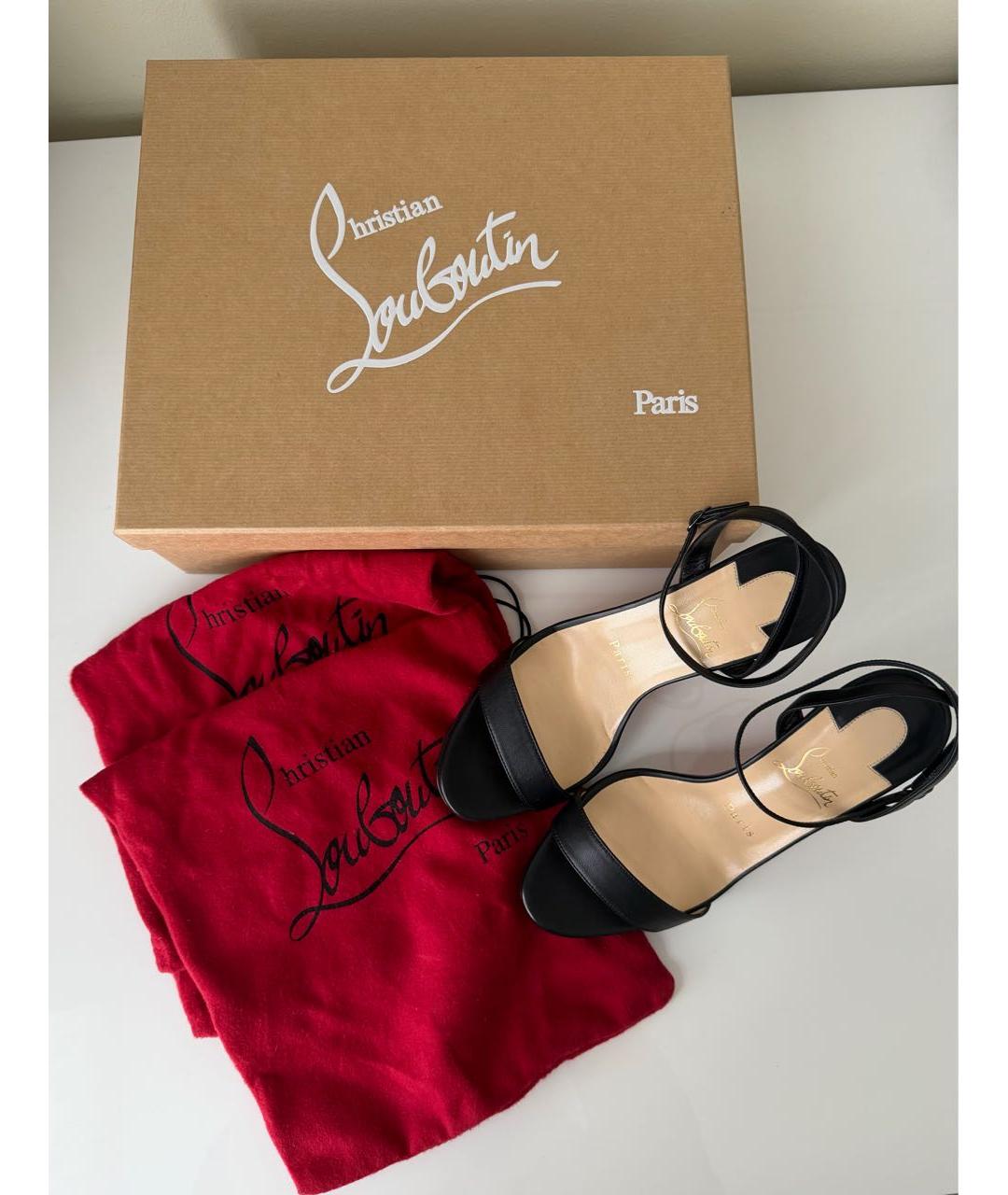 CHRISTIAN LOUBOUTIN Черные кожаные босоножки, фото 7