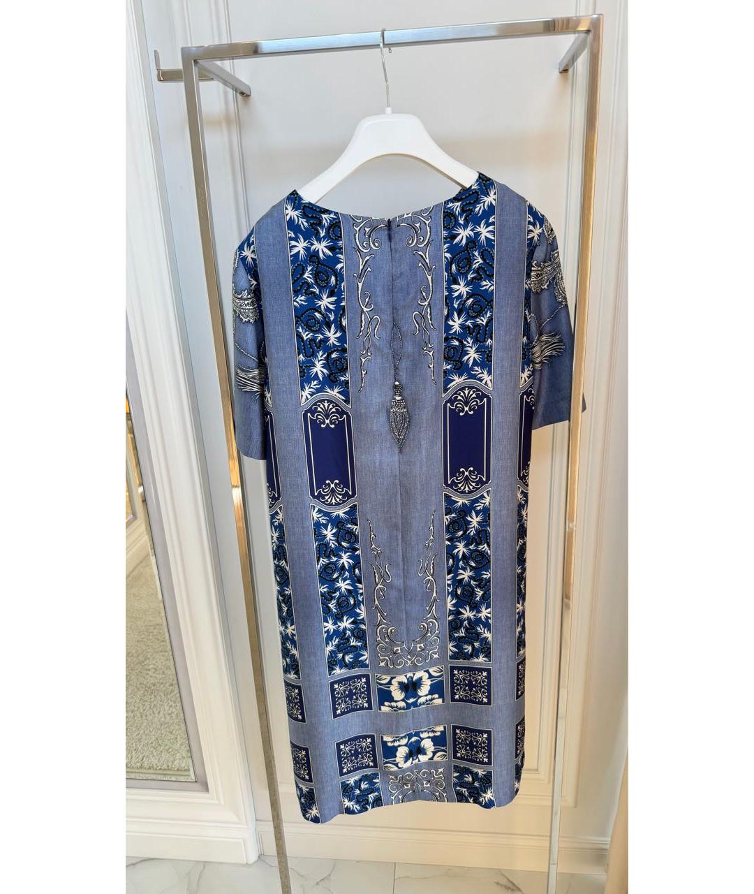 ETRO Синее шелковое повседневное платье, фото 2