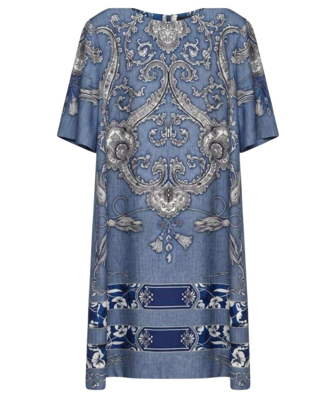 ETRO Синее шелковое повседневное платье, фото 1