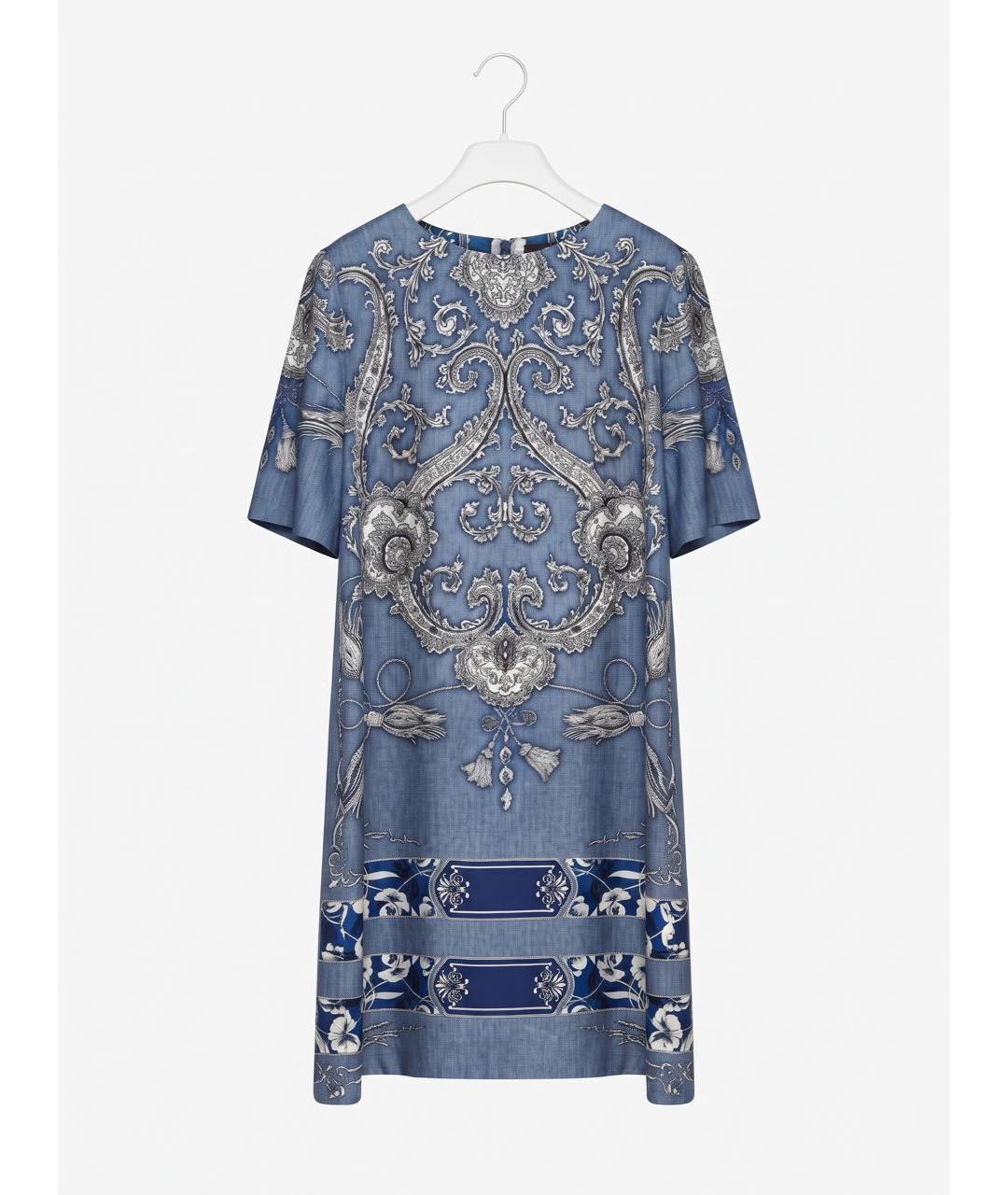 ETRO Синее шелковое повседневное платье, фото 5