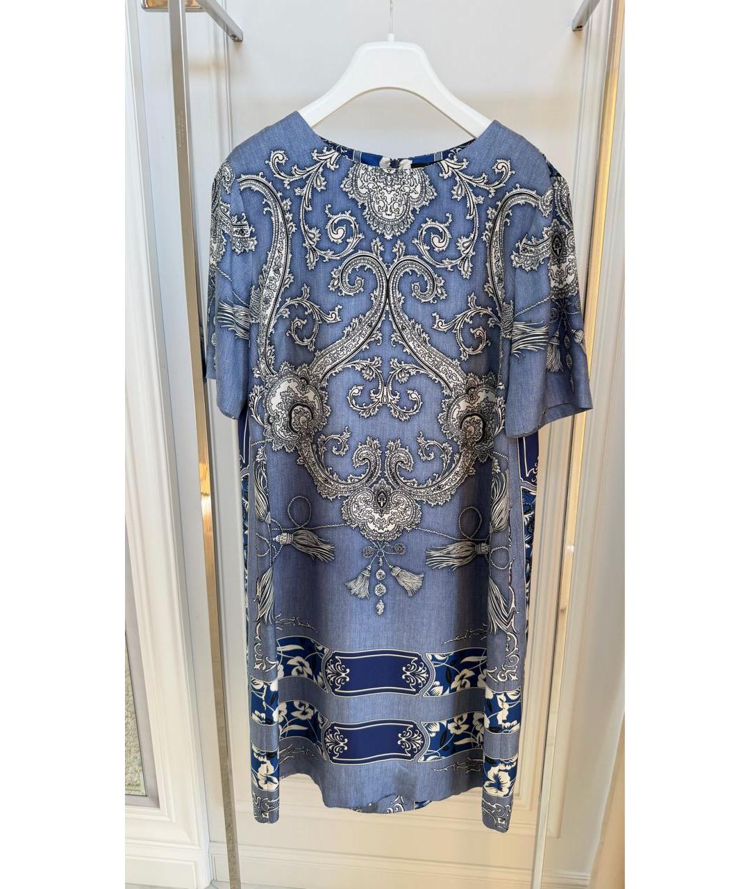 ETRO Синее шелковое повседневное платье, фото 4