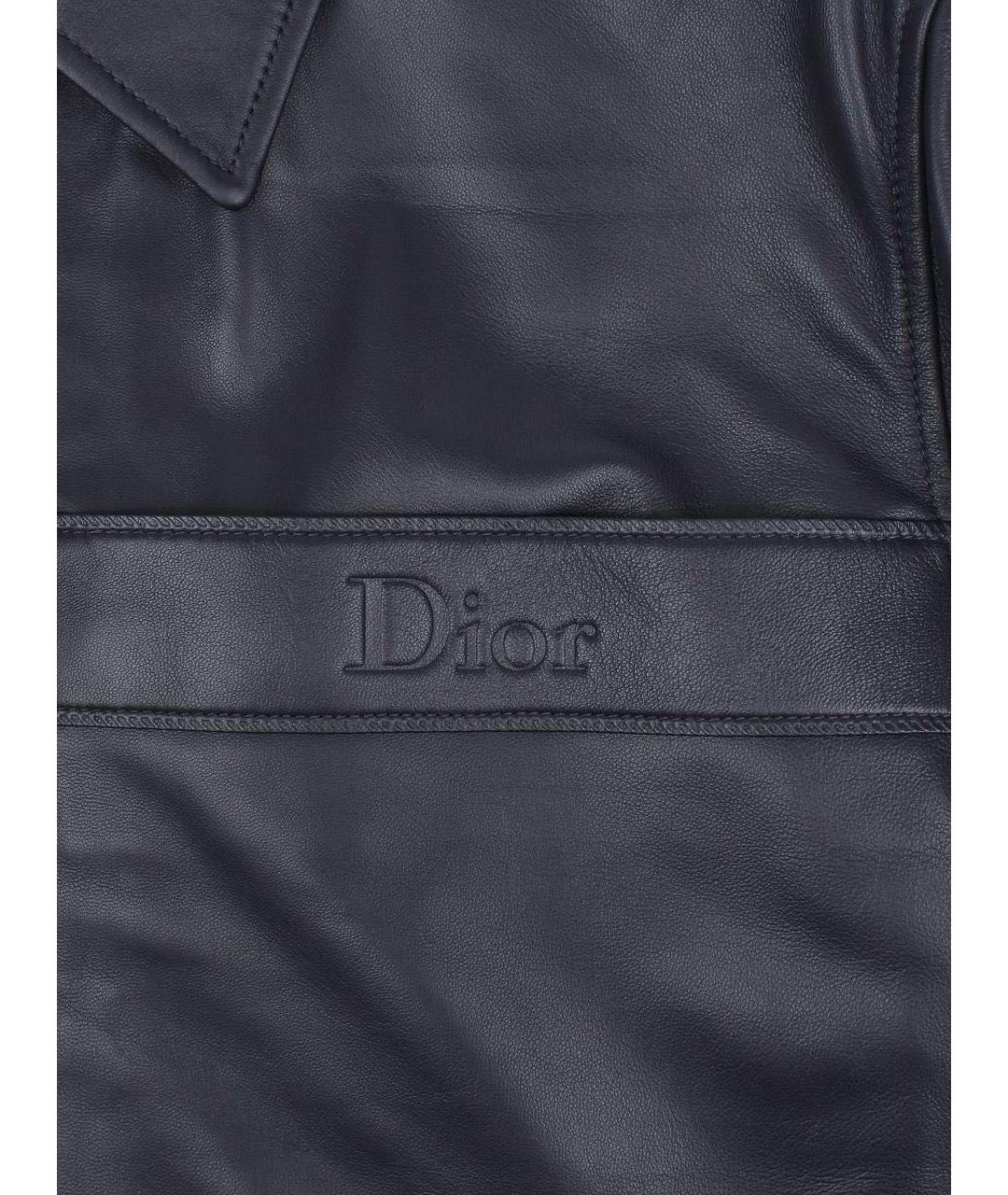 CHRISTIAN DIOR Темно-синяя кожаная куртка, фото 5