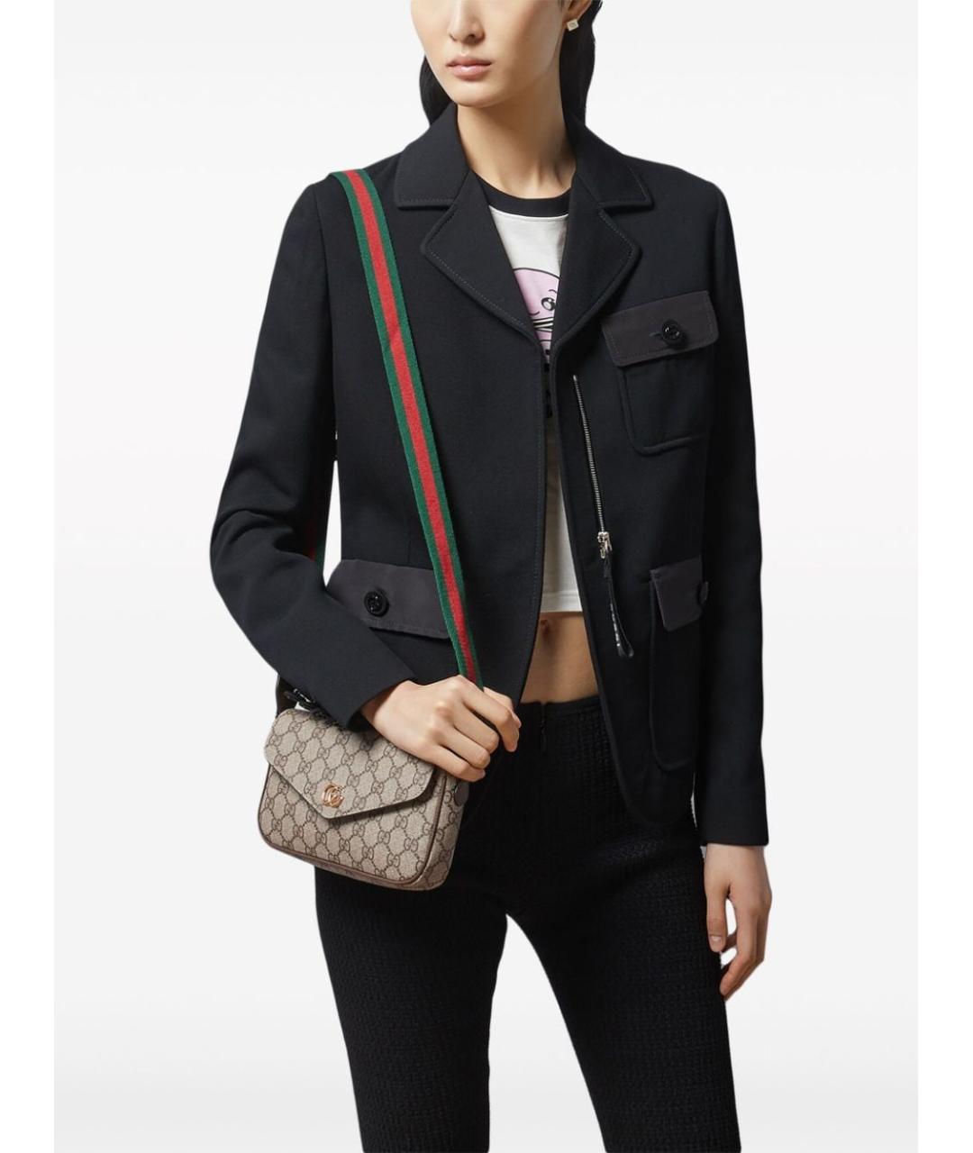 GUCCI Бежевая сумка через плечо из канвы, фото 2