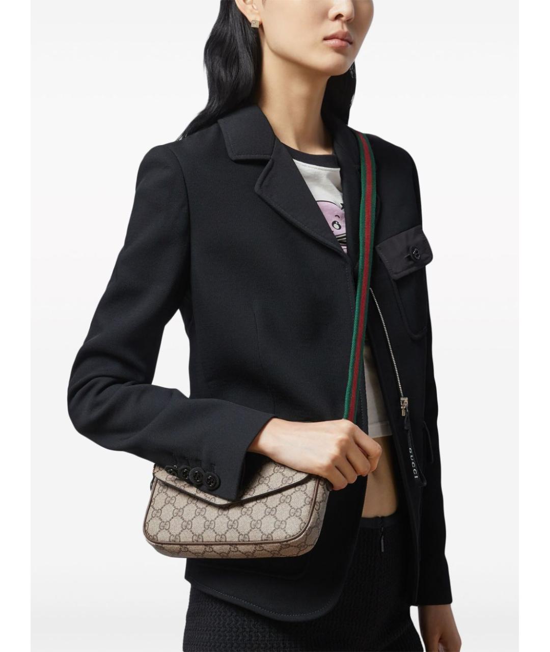 GUCCI Бежевая сумка через плечо из канвы, фото 7