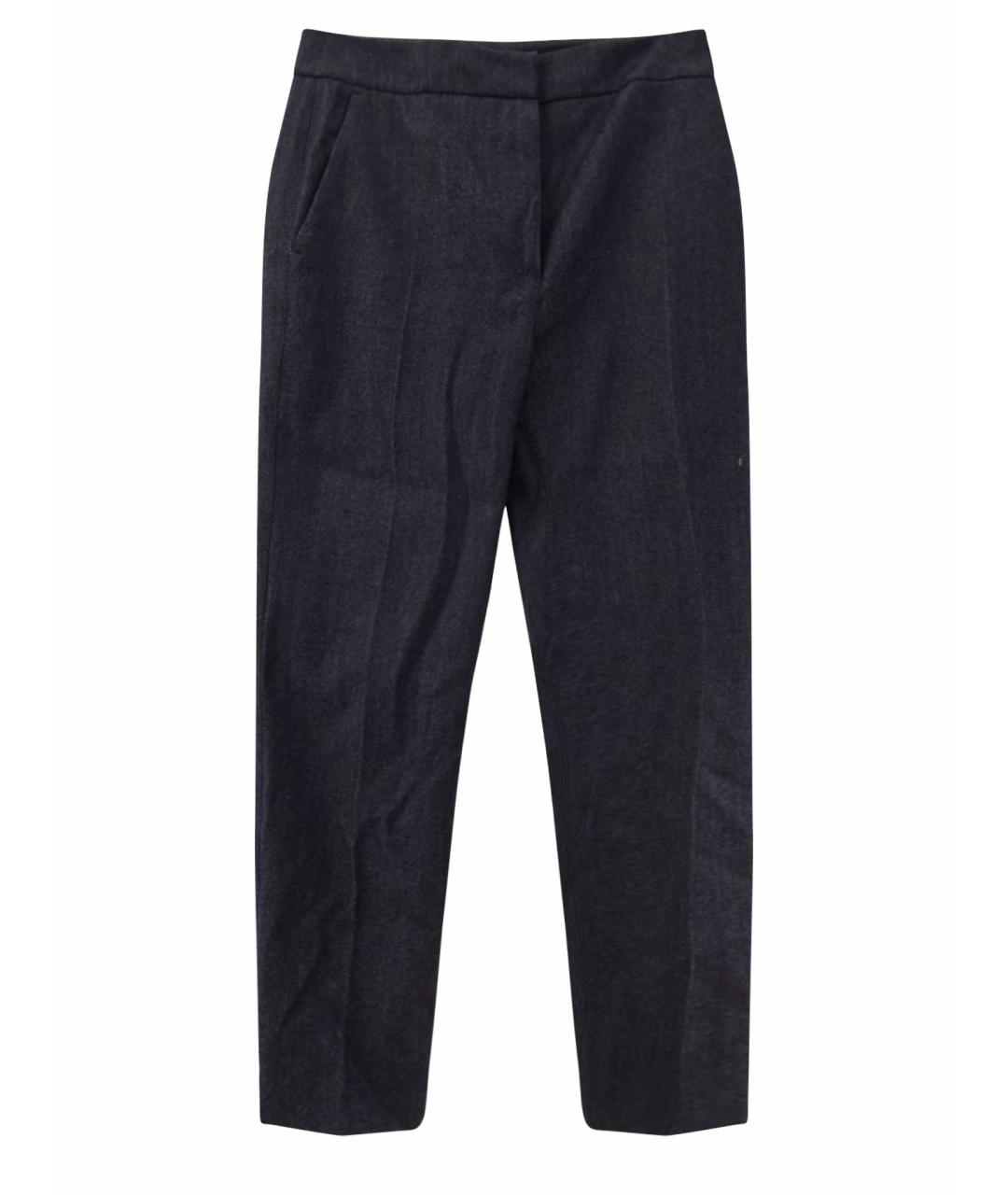 MAX MARA Темно-синие шерстяные прямые брюки, фото 1