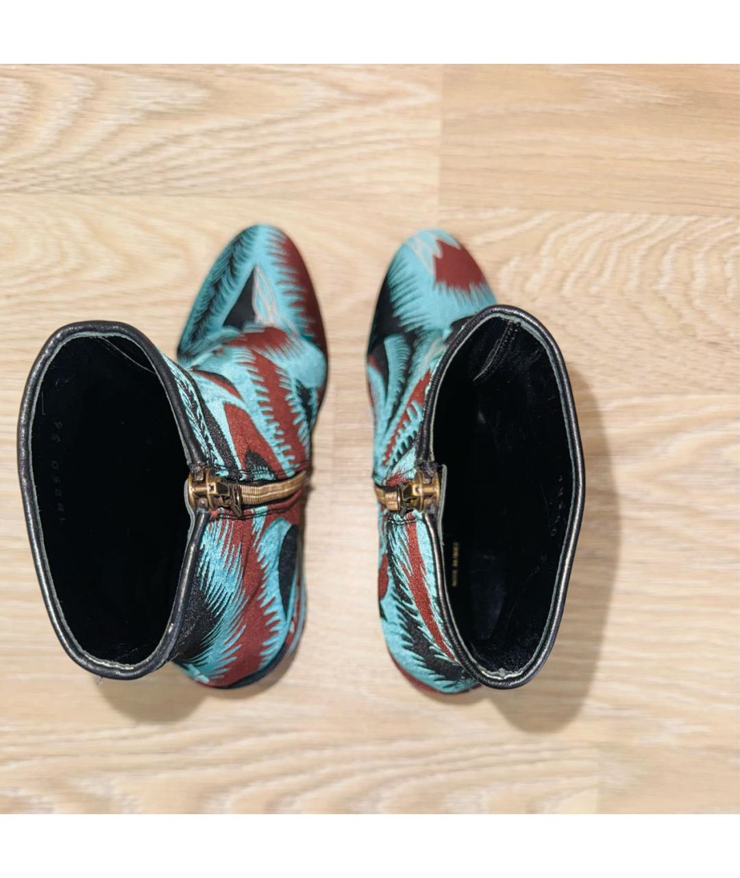 DRIES VAN NOTEN Зеленые текстильные ботильоны, фото 3