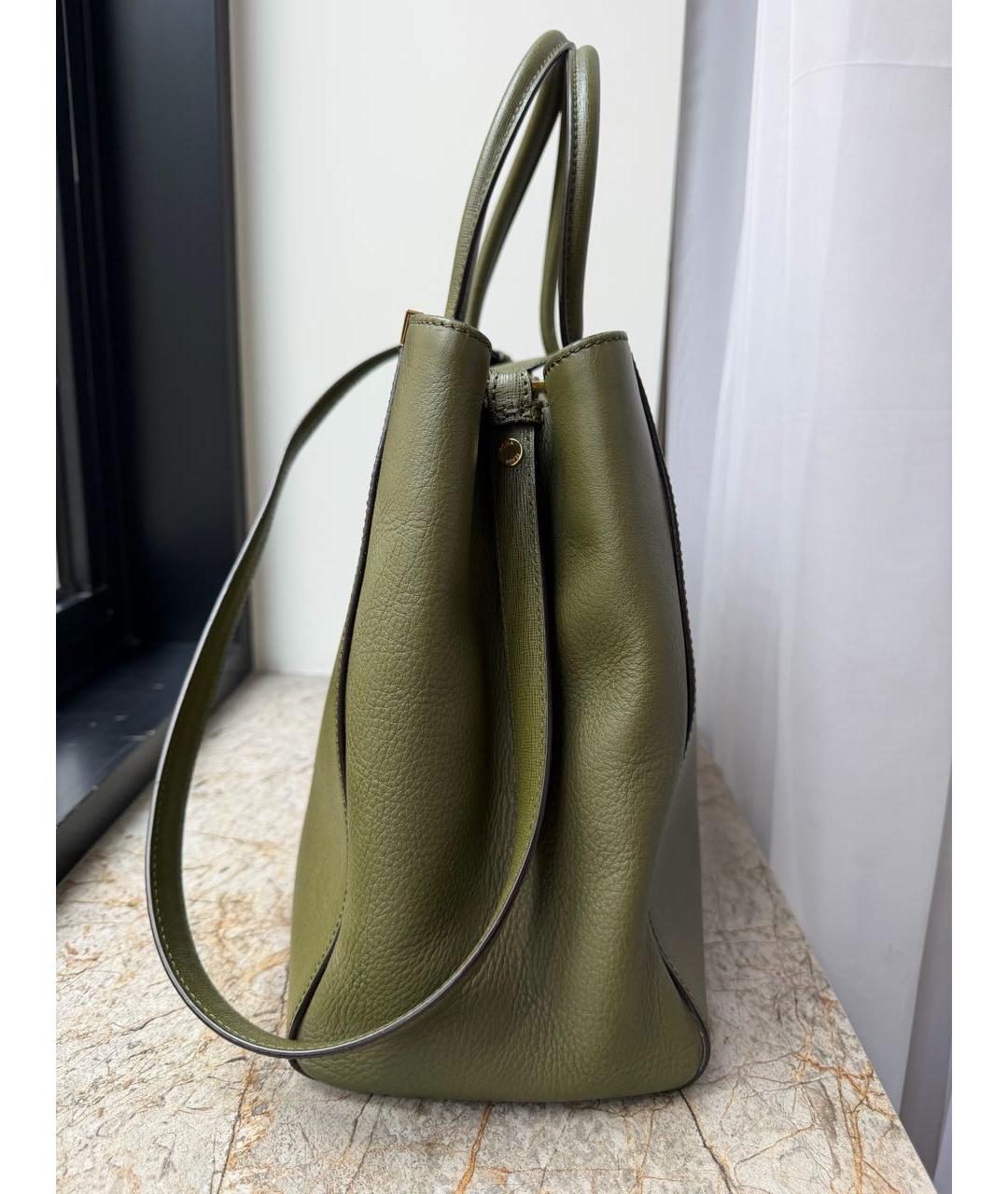 FENDI Хаки кожаная сумка тоут, фото 7