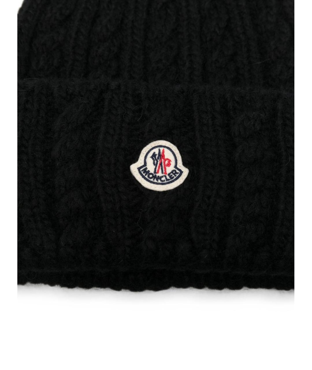 MONCLER Черная шерстяная шапка, фото 3
