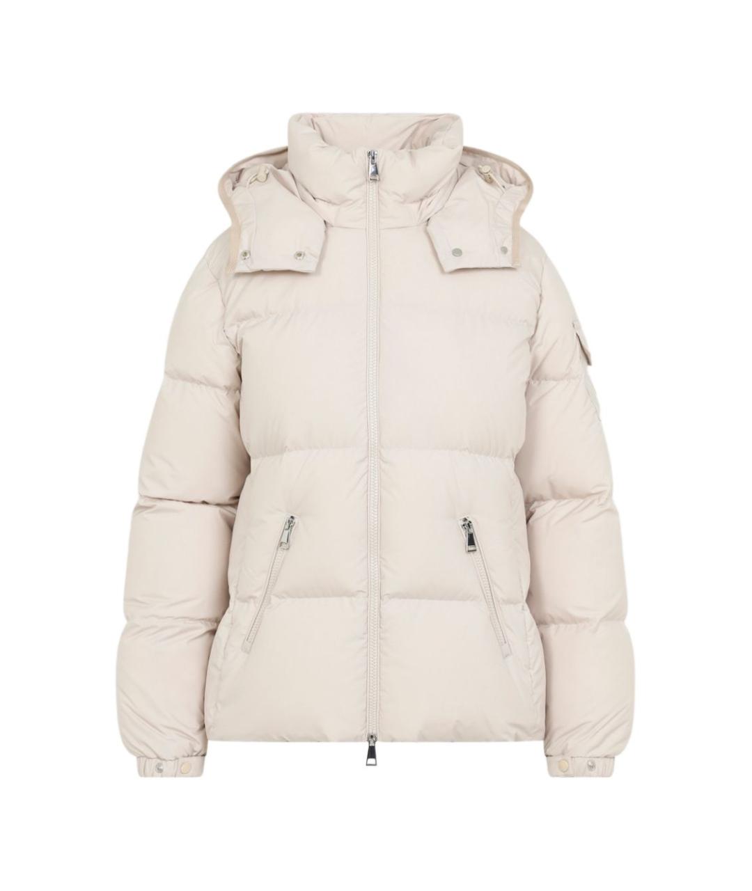 MONCLER Бежевый полиэстеровый пуховик, фото 1