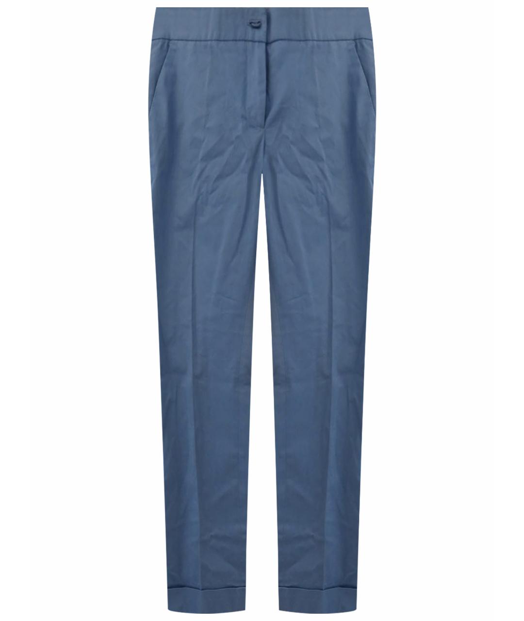 ETRO Голубые хлопко-эластановые прямые брюки, фото 1