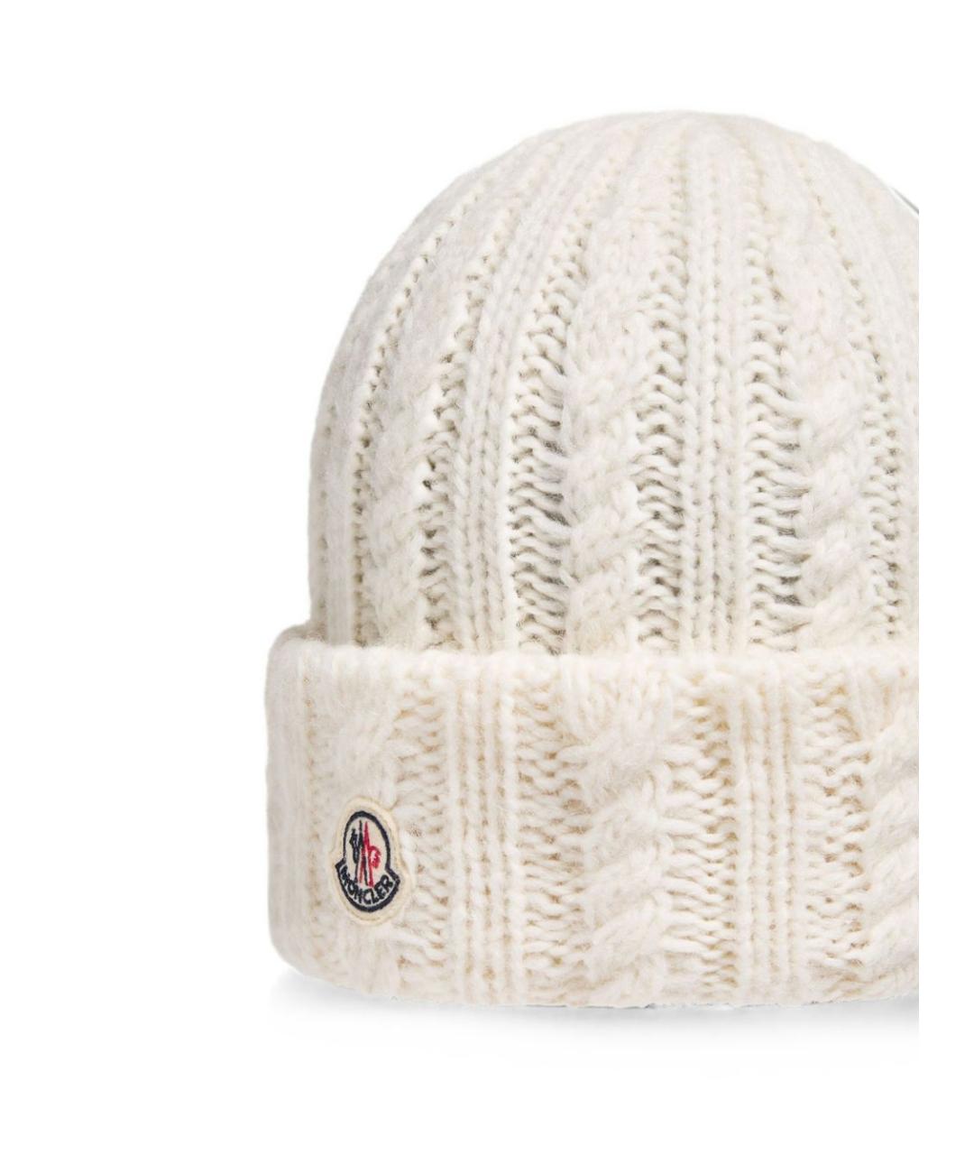 MONCLER Белая шерстяная шапка, фото 4