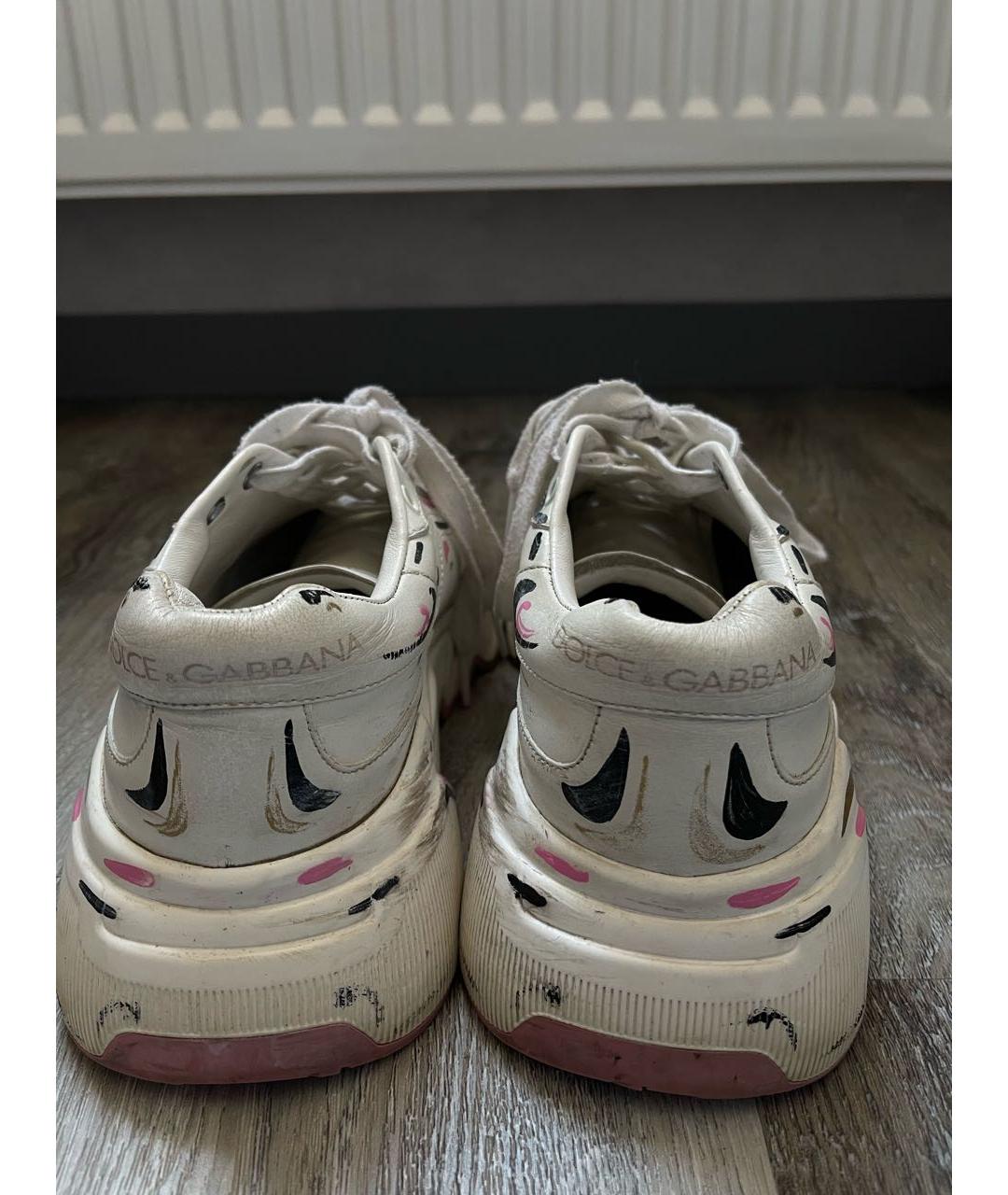 DOLCE&GABBANA Белые кожаные кроссовки, фото 3