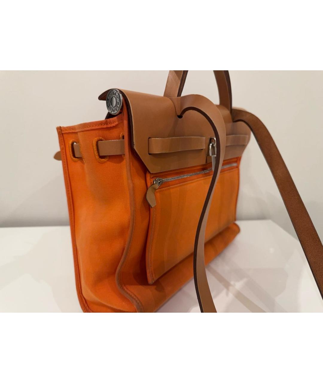 HERMES Оранжевая сумка через плечо из канвы, фото 5