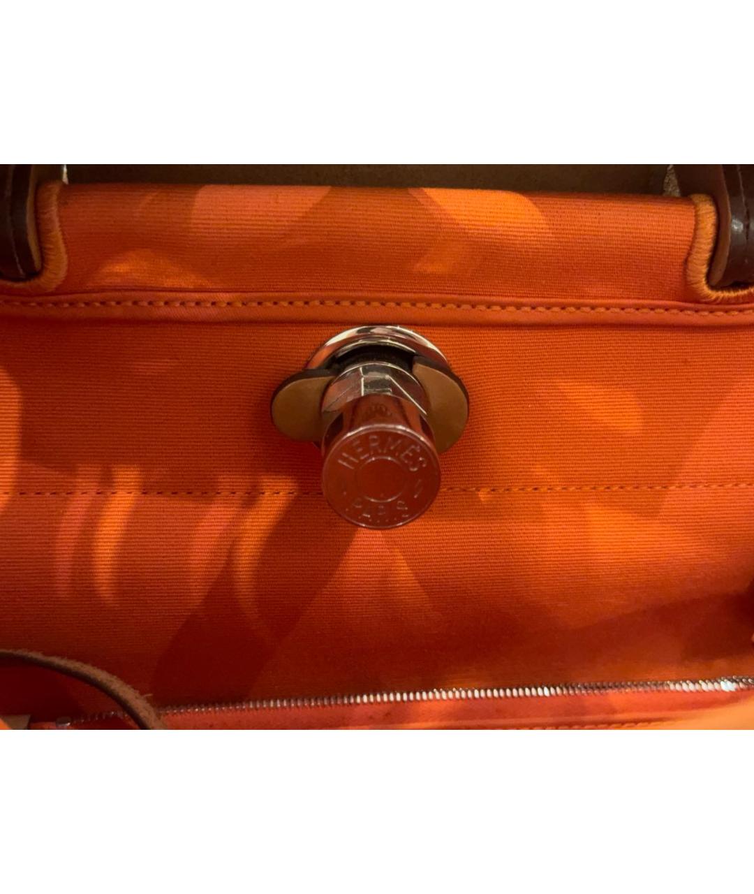 HERMES Оранжевая сумка через плечо из канвы, фото 6
