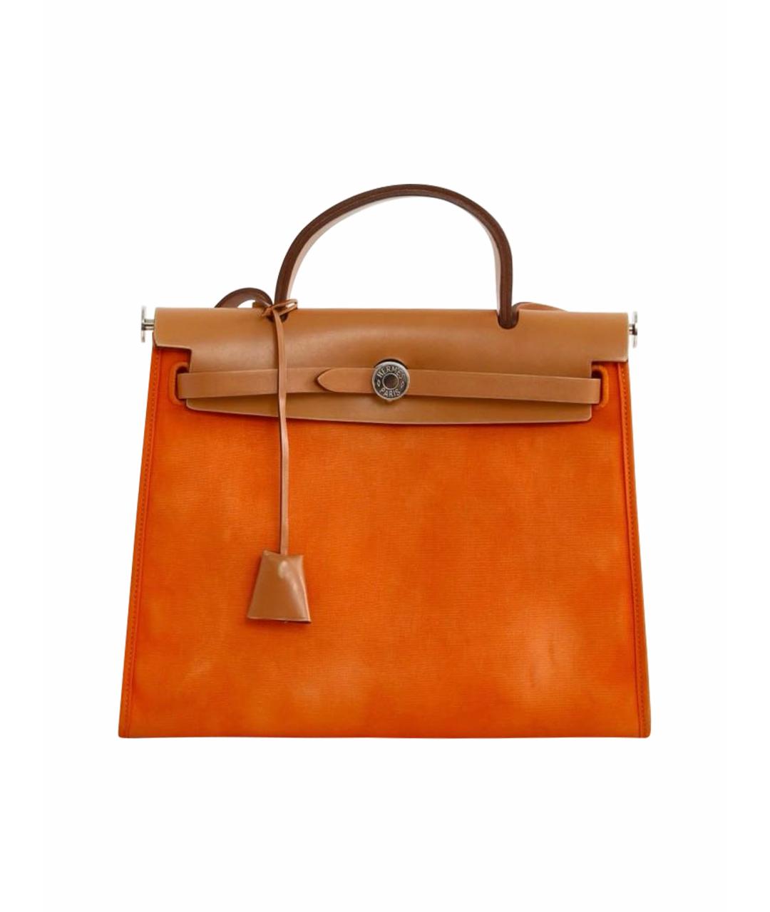 HERMES Оранжевая сумка через плечо из канвы, фото 1