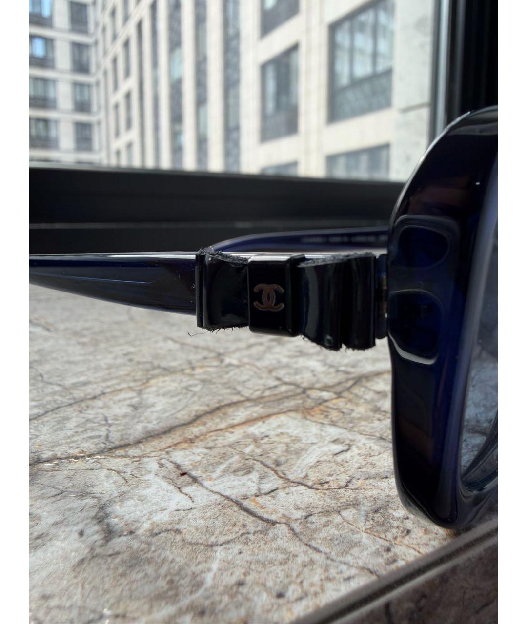 CHANEL Темно-синие пластиковые солнцезащитные очки, фото 7